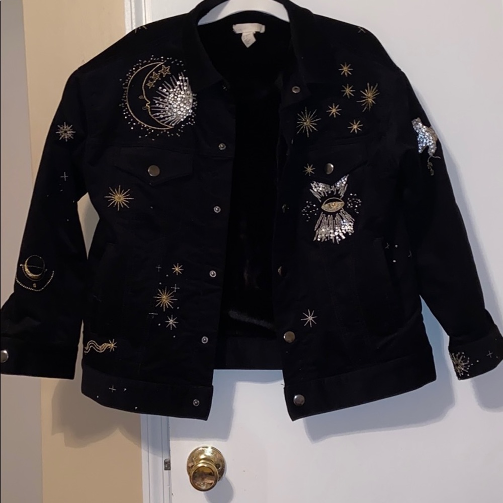 Never Worn H&M Blk Corduroy Embellished Jkt Sz 10